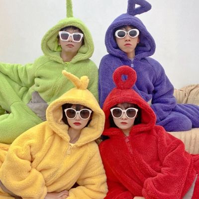 [Cos imitation] ฤดูหนาวฮาโลวีน Teletubbies ชุดคอสเพลย์ชุดนอน Dipsy Onesie Jumpsuit คริสต์มาสของขวัญ Tinky Winky ชุดนอนชุดนอนเสื้อผ้า