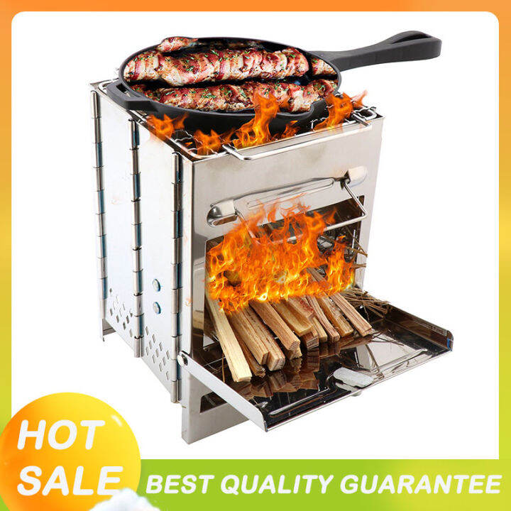 Outdoor Firewood Stove Portable Square Wood Stove Outdoor Grill Mini