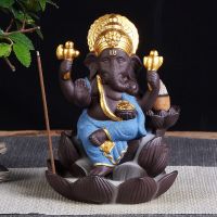 Purple Sand Elephant Head God Ganesha Backflow Incense Burner Buddha Thai Indian Buddhism Shiva And Parvati Of Son Home Decor