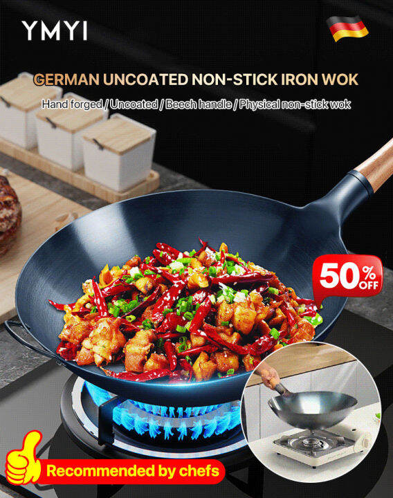 viviking Uncoated nonstick iron wok Lazada