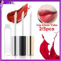 VYBL 2/5Pcs เครื่องมือแต่งหน้า เครื่องสำอางทำเอง ว่างเปล่า ชัดเจน หลอดลิปกลอสพร้อมแปรง ขวดรีฟิล คอนเทนเนอร์ ขวดลิปสติกแบบน้ำ