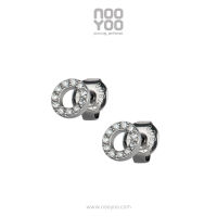 NooYoo ต่างหูสำหรับผิวแพ้ง่าย Donut Cubic Zirconia