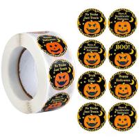 Pumpkin Stickers Roll 500pcs/Roll 8 Pattern Pumpkin Halloween Stickers Coated Paper Decorative Stickers Portable Cartoon Halloween Decors for Packing Box Greeting Card everyday