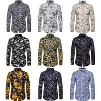 10 Color Mens Long Sleeved Shirt Printed Hawaiian Floral Shirt Lapel Vacation Style Shirt