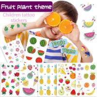 Painted Fruit Vegetable Cactus Cartoon Tattoo Sticker Party Cute Cartoon Disposable Child Sticker Baby Early Education Puzzle Stickers