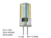 2ชิ้น G5.3หรี่แสงได้ Led 220V หลอดไฟโคมไฟระย้าคริสตัล220V G5.3 220V หลอดไฟ Led 3014-64smd Led 110V Led