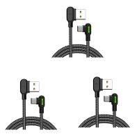 MCDODO Type C USB 90 Degree Right Angle Elbow Design Game Sync Charge USB Data Cable for Huawei for Xiaomi (3 Pack,4FT+6FT+10FT)