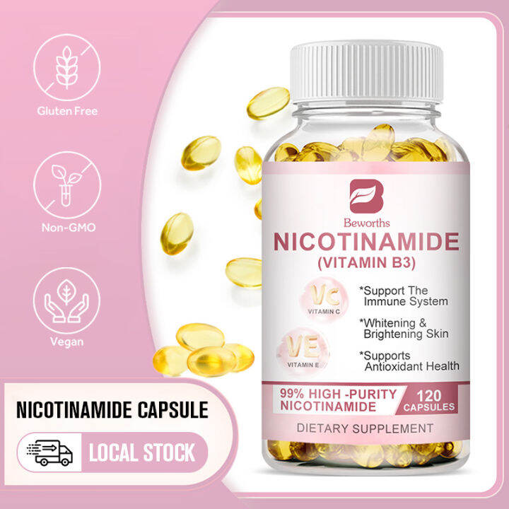 B BEWORTHS Nicotinamide Vitamin B3 Capsules with Vit C & Vit E for Antiaging Skin Whitening