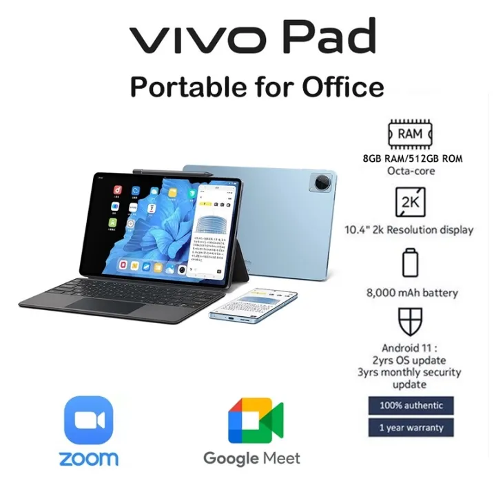 Original Vivo Tablet 2022 New 11.6inch 12GB 512GB Tablets for Kids PC Android 11 Dual SIM WIFI