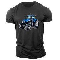 Blue Tractor Printed Mens Clothes Male Sports Fitness Gildan Spot 100% Cotton