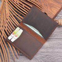 Cow Leather Business Card Holder Men Vintage Minimalist Wallet for Credit Cards Designer Card Organizer Case Card Holders