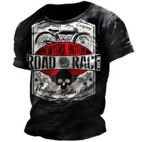 MenS T-Shirt Retro 3d Motorcycle Print Vintage Top Fashion Short Sleeve Plus Size Pullover Street Hip Hop O Neck Men Clothing