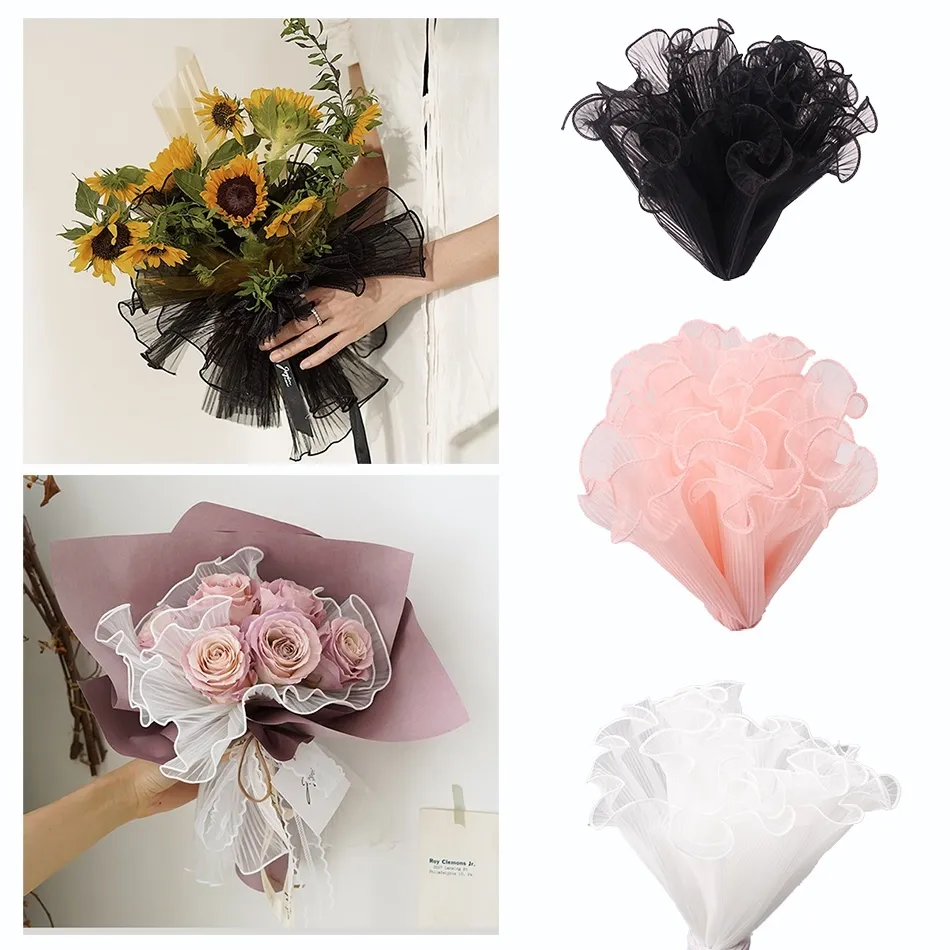 1pc Korean Style Wave Gauze Flower Wrapping Paper Material For Wrapping  Bouquets, Crimping Wave Gauze Flower Net Yarn