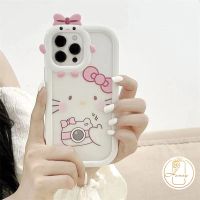 การ์ตูนน่ารัก Hello Kitty เคสโทรศัพท์สำหรับ Samsung A03s A13 A12 A53 A32 A03 A52 A73 A23 A22 A02s A50 A51 A52s A50s A21s A71 A11 M12 M22 M32 A33 3D Bow-Knot Little Monster เลนส์