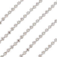 1Set 1 Yard Flower Crystal Rhinestone Trim Chain Bling Rhinestone Cup Chain Sparky Jewelry Sew On Applique for DIY Bridal Costume Crafts Home Embellishment Silver