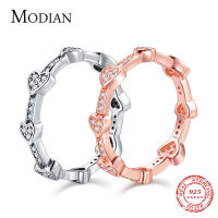 Modian Romantic Fashion New Real 925 Sterling Silver Clear CZ Love Hearts Finger Ring For Women Wedding Party Jewelry Anneau