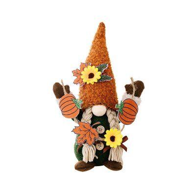 1 Piece Thanksgiving Day Harvest Festival Lifting Envelope Sunflower Rudolph Doll Ornaments Fall Gnome Plush Elf Doll Gifts PP Cotton + Fabric Rudolph Doll A