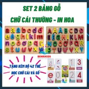 TẶNG BỘ 42 THẺ HỌC , Bộ 2 Bảng Chữ Cái Tiếng Việt Thường Và Hoa Bằng Gỗ
