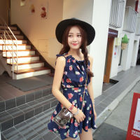 พร้อมส่ง ? Flower dress เดรสสายเดี่ยวพิมพ์ลายกราฟฟิค (33112)