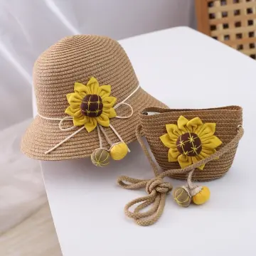 Summer Korean Style Rainbow Children's Handmade Straw Hat, Girls