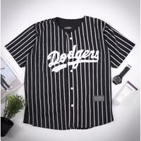 HITAM PRIA (BASEBALL T-shirt) BASEBALL JERSEY Men Women Black Line dodgers