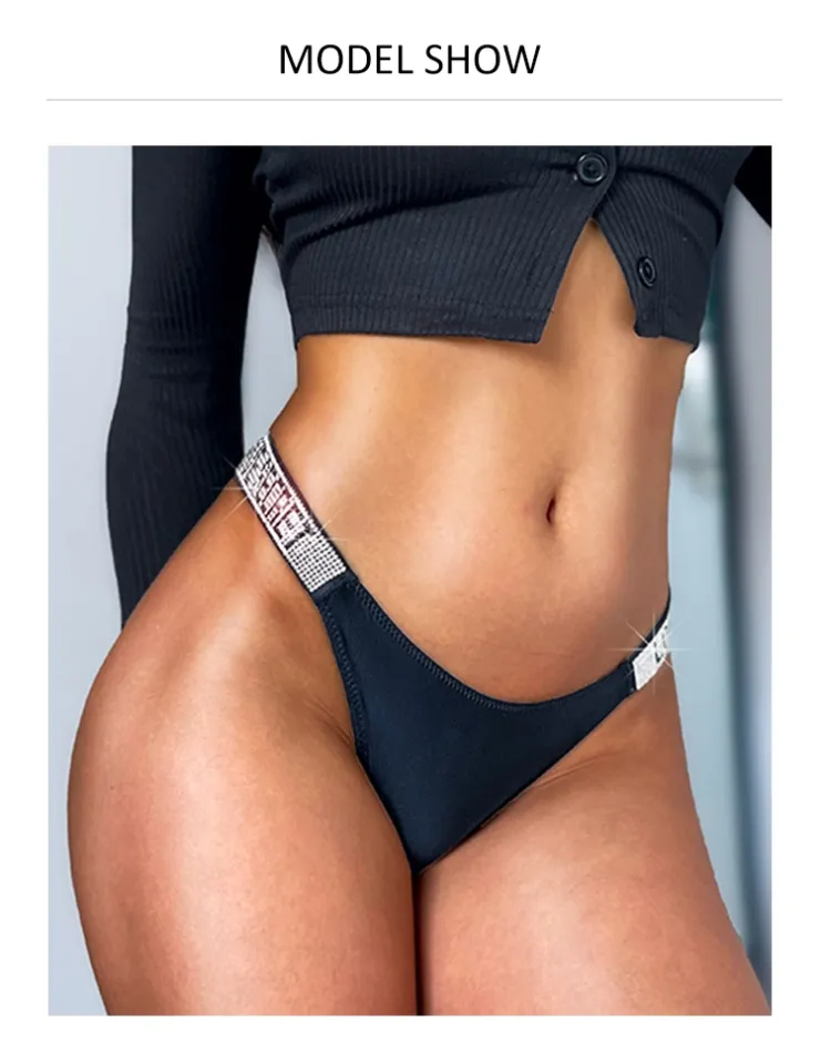 Women Sexy Rhinestone G-string Thongs Lingeries T-back Underwear Panties  Fitness