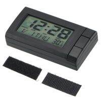 LCD ติดรถ3 IN 1นาฬิกาเทอร์โมมิเตอร์โวลท์มิเตอร์แบบ3นาฬิกาแสดงผลดิจิตอลมีกาวในตัวสำหรับแต่งรถมีไฟแบล็คไลท์สีส้มสีเขียว