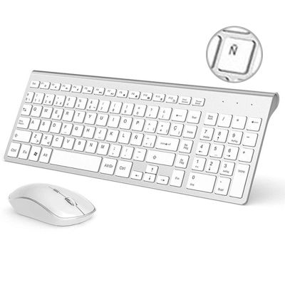 Jomaa Spain Keyboard and Mouse Set for Computer Laptop Desktop Wireless Keyboard and Mouse Comb Ergonomic Design Noiseless Click