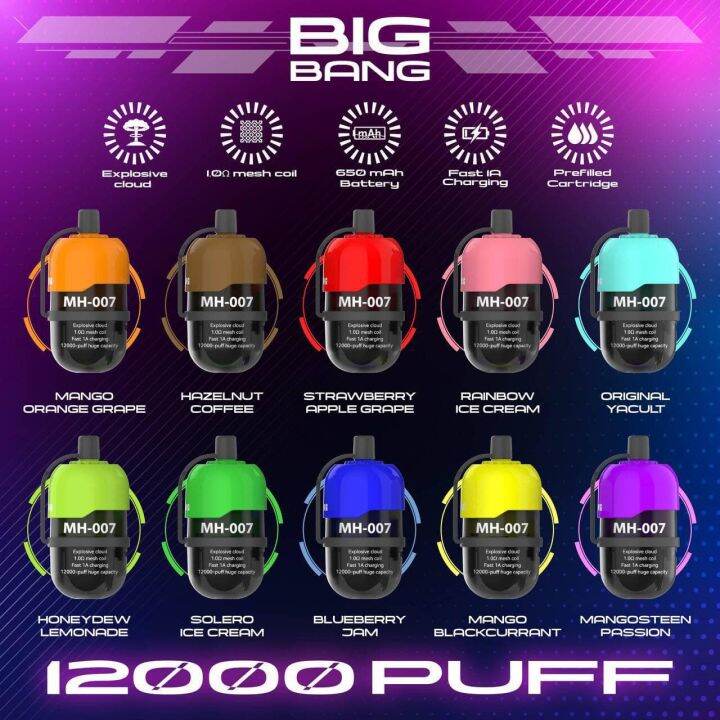 BIGBANG 12000 PUFFS * VAULTVAPE BIG BANG STARTER KIT PREFILLED POD 12000  PUFFS TYPE C RECHARGEABLE | Lazada