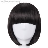 Short Hair Fei-Show Synthetic Heat Resistant Fiber Black Bob Wig With Flat Bangs Modern Show Cosplay Halloween Carnival Wigs [ Hot sell ] tool center