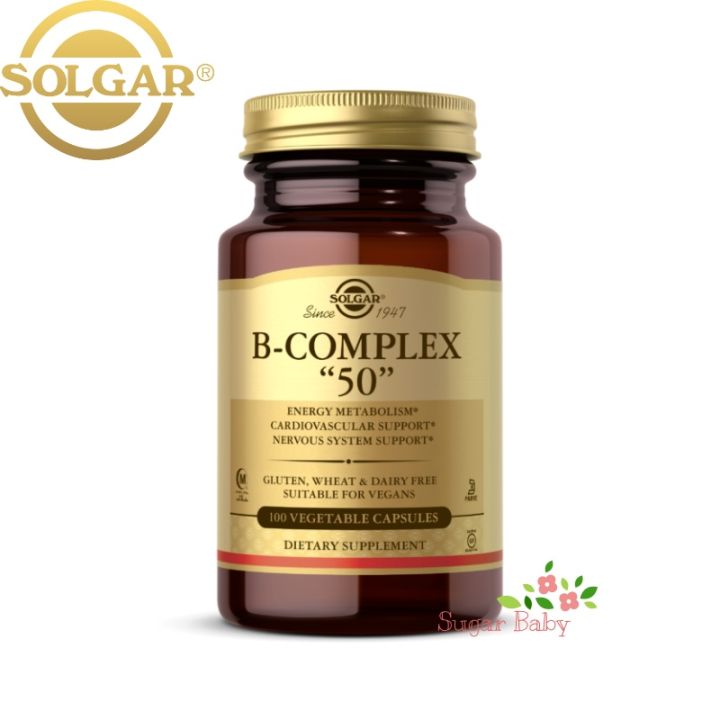 Solgar B-Complex 50 (100 Vegetable Capsules) วิตามินบีรวม 100 เวจจี้แคปซูล
