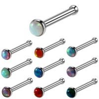 New 316l Surgical Steel With Opal Stone Colorful Straight Bar Opal Nose Bone Stud Piercing Charming Jewelry 20g Body jewellery Body jewellery Body jew