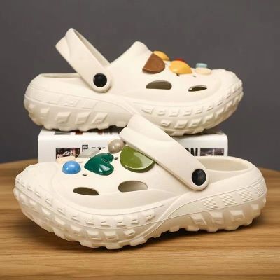 【Hot Sale】 2023 new tire bottom non-slip stepping shit feeling outdoor ins slippers womens hole shoes beach mens and sandals