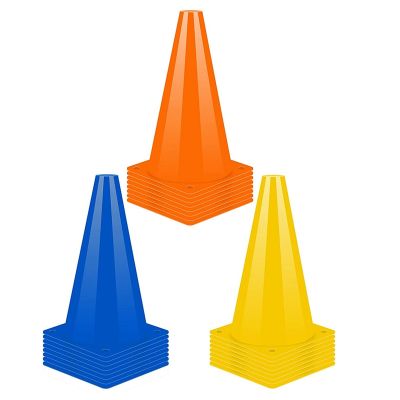 24 Pack 9 Inch Sports Cones,Training Cones for Soccer,Agility Field Marker Cones for Drills Outdoor Football Basketball