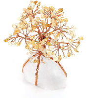 Healing Quartz Crystal Feng Shui Stone Decor Bonsai Ornament Figurine Reiki Copper Tree Gemstone With