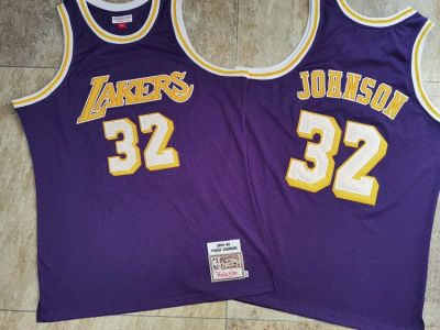 Top-quality Hot Sale Mens Los Angeles Lakerss 32 Earvin Magic Johnson Mitchell Ness1984-85 Purple Jersey