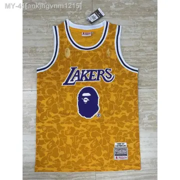 1993 Lakers BAPE×M&N #93 Yellow NBA Jerseys