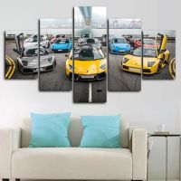 Yohoo Wall Art ภาพวาดผ้าใบ Lamborghini กีฬารถโปสเตอร์ภาพ Modular ตกแต่งบ้านห้องนั่งเล่นกรอบ5ชิ้น