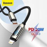 Baseus 20W PD หน้าจอดิจิทัลหัวปลั๊ก USB C Fast สายชาร์จสำหรับ iPhone13 12 11 Pro Max XR โทรศัพท์มือถือสายรับส่งข้อมูลสายไฟ