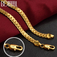 DOTEFFIL 925 Sterling Silver 182024 Inch 18k Gold 6mm Full Sideways Chain Necklace For Women Man Fashion Wedding Party Jewelry