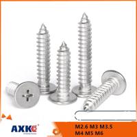 10/50pcs CM M2.6 M3 M3.5 M4 M5 M6 A2 304 Stainless Steel Cross Phillips Super Ultra Thin Flat Wafer Head Self tapping Wood Screw