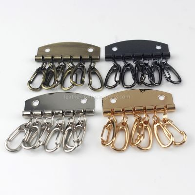 1 x Metal key row keyring organnizer with 6 snap hook for Leather craft case purse bag hardware