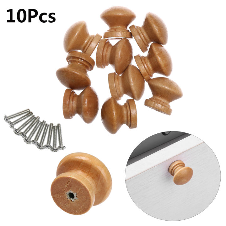 Drawer Knobs,10pcs Natural Wooden Furniture Pull Handle, Dresser