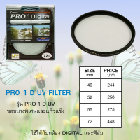 KENKO PRO 1 D UV filter ขอบบางพิเศษเเละเเก้วเเข็ง ขนาด 46-72 mm.