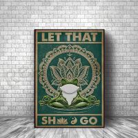 ✧✤❅ Let That Shit Go โปสเตอร์ โยคะกบศิลปะผนัง ตลกกบตกแต่งผนัง กบตกแต่งห้องน้ำ