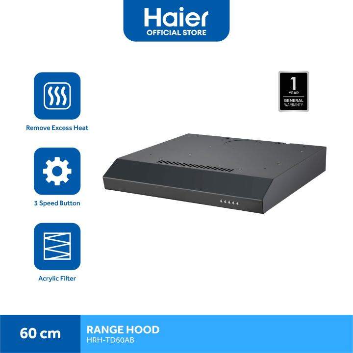 Haier HRHTD60AB 60cm Range Hood (Black) Lazada PH
