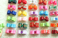 50Pcs Handmade Small Dog Bow Diamond Grooming Bows Hair bows For Puppy Dogs Accessories Boutique Products Color Party