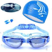Professional Swimming Goggles HD Anti-Fog 100% UV Adjustable Glasses Belt Swim Goggle Adult Waterproof Swimming Glasses Set Goggles