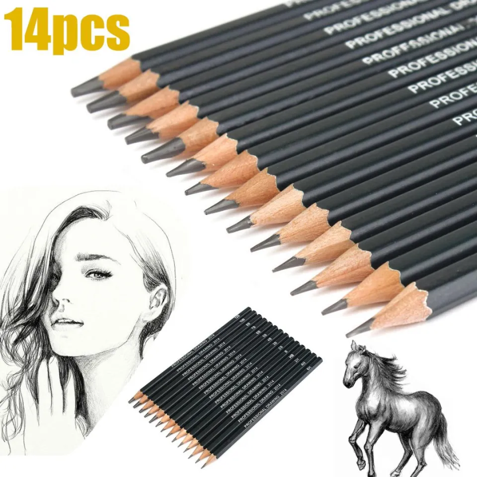 14 Pcs Sketch Art Drawing Pencil 12B 10B 8B 7B 6B 5B 4B 3B 2B 1B HB 2H 4H  6H