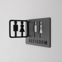 Toilet Signs Shopping Mall Office Buildings Door Plates Reminder Indicator Plaque Orientation Sign Wc Signage 3D Side Mount